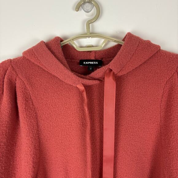 Express Hoodie Sweater puff sleeve Medium dusty rose pink cozy - Picture 2 of 10